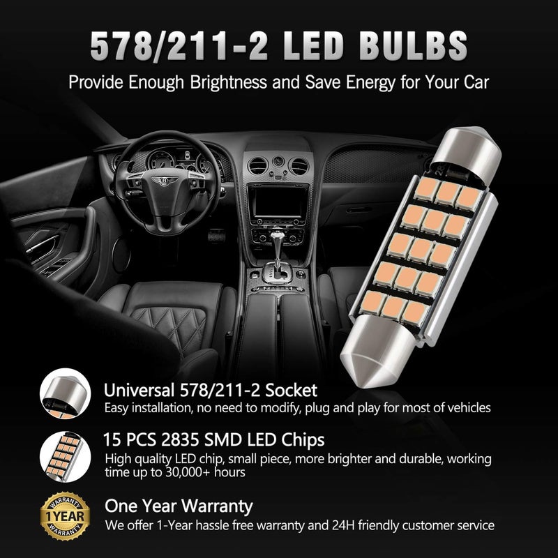 BRISHINE 578 211-2 LED Bulbs, Super Bright Purple 2835 Chipsets Canbus Error Free 41MM 42MM 1.72â€ Festoon 212-2 569 LED Bulbs for Car Dome Map Door Courtesy License Plate Lights(Pack of 4) - Image 5